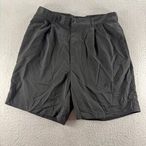 Mens Chino Short 30 Black Twill‎ Pleated Front High Rise Casual Moisture Wicking